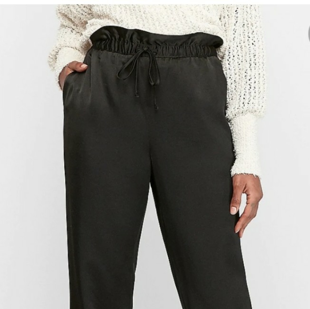 Express Satin paperbag waist ankle pants
